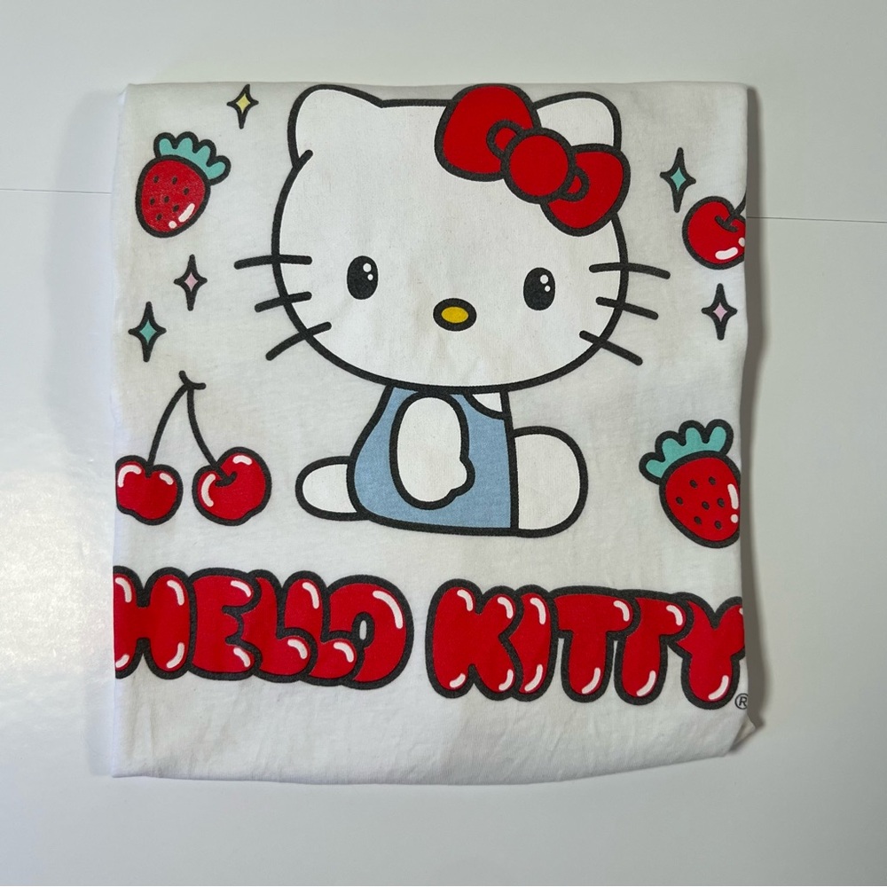 Hello Kitty by Sanrio Graphic Tee Shirt Women’s Medium White Kawaii Y2K